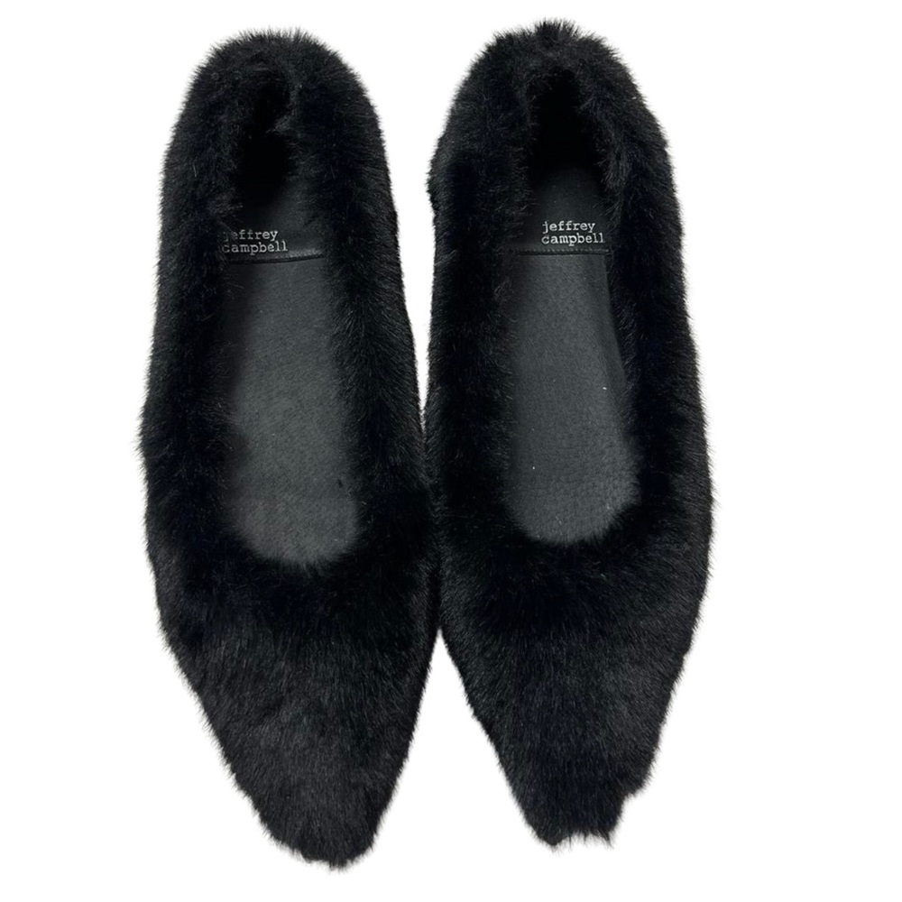 Jeffrey Campbell Black Appealing Faux Fur Flat